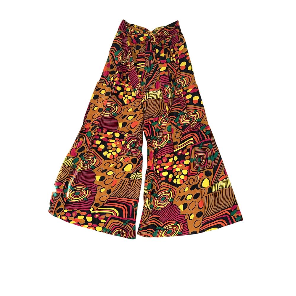 NWT women’s African inspired print palazzo extra wide leg pants w/ hair wrap OS